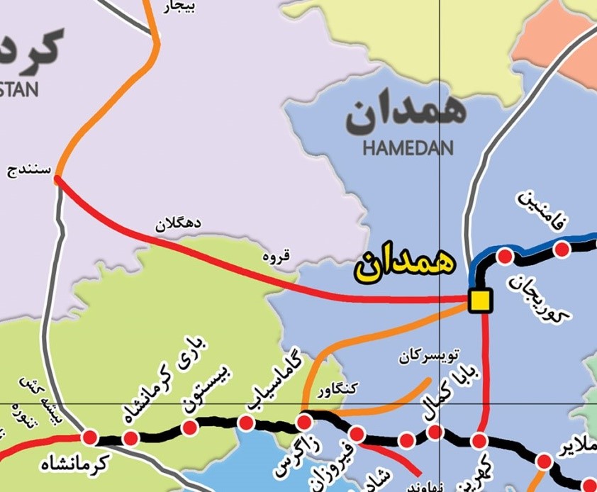 مسیر راه آهن همدان- سنندج